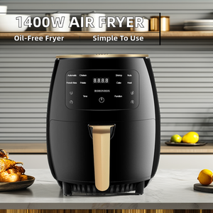 Freidora de aire digital de 1400W al por mayor, horno de convección redondo de acero inoxidable de 6L, Cocina eléctrica sin aceite para uso doméstico saludable - Product Image 2