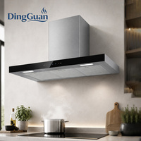 Campana extractora de cocina en forma de T de aluminio de 90 cm con filtro táctil y deportivo, chimenea de cocina, campana extractora con ventilación