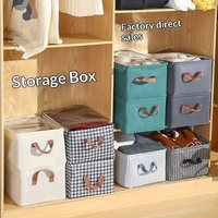 Boîte de rangement pour vêtements écologique rectangulaire de 66 L avec couvercle en tissu, pliable et empilable, pour pantalons et sous-vêtements