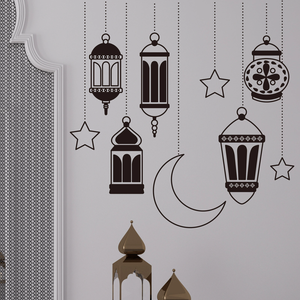 DAMAI Ramadan Arabic Black Chandelier Wall <b>Stickers</b> Eid Al-Fitr Living Room Glass Door and Window <b>Stickers</b> - Product Image 2