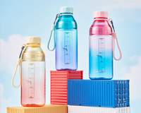 Bouteille d'eau de sport en plastique de peinture dégradée sans BPA de 500ml avec corde pour l'extérieur