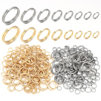 100 pièces par sac, anneaux doubles en acier inoxydable PVD, apprêts de bijouterie DIY pour la fabrication de cercles de connexion double couche dorés