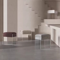 Zeitgenössische moderne Luxus Wohnzimmer Schlafzimmer möbel Transparente Acryl Hocker Samt Osmanische Stühle Bett Ende Bank Sitz Hotel