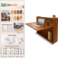 Bureau mural rabattable avec portes coulissantes, bureau pliant mural, bureau flottant pour ordinateur portable, solution de rangement pour petits espaces