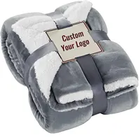Miễn Phí Mẫu Tái Chế Màu Xám Minky Chăn Flannel Sherpa Fleece Reversible Ném Chăn Ấm Cúng Manta Couch Sofa Giường Ném Chăn