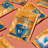 Pochette plate thermoscellée à imprimé personnalisé avec impression double face pour sac en mylar de poudre de café de qualité supérieure