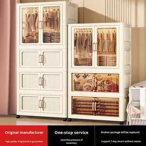 Armario de Almacenamiento de <span class=keywords><strong>Ropa</strong></span> Moderno y Sostenible de Plástico PP a Prueba de Polvo, para Sala de Estar, de Gran Capacidad, 60L, de Pie - Product Image 3