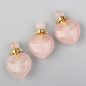Bouteilles de parfum en cristal de haute qualité avec pierres précieuses naturelles, flacons d'huile essentielle en forme de cœur - Product Image 2