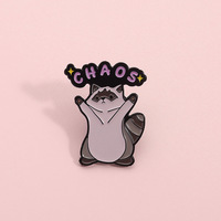 Mignon petit Panda forme anglais lettre Chaos broche raton laveur Animal métal doux émail épinglette