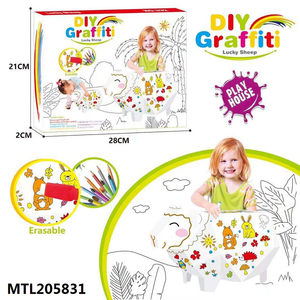 子供インタラクティブ3DグラフィティアセンブリDIY着色絵画段ボールハウスおもちゃ描画おもちゃ - Product Image 5