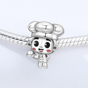 Nueva pulsera de cuentas de cobre blanco con diseño de niño chef, joyería transfronteriza para niñas, pulsera DIY original de alta gama. - Product Image 2