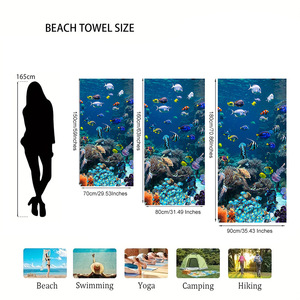 Customizable Ocean Animals <b>Microfiber</b> <b>Beach</b> <b>Towel</b> <b>Beach</b> Blanket <b>Towel</b> Super Absorbent Soft Non-Fading Compact Oversized for Trav - Product Image 4