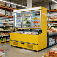 Congélateur commercial en marbre pour l'affichage de légumes et fruits, avec étagères à température réglable, idéal pour les supermarchés et la conservation des produits frais