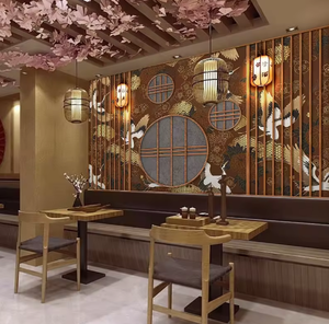 Japon Grue Papier Peint Japonais <span class=keywords><strong>Izakaya</strong></span> Log Style Décoration Ramen Sushi Matériel Japonais Boutique Papier Peint - Product Image 4