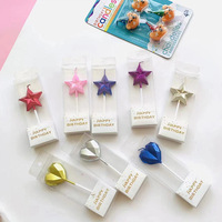 Bougie d'anniversaire en forme de diamant, cœur, étoile, bougies d'anniversaire créatives 3D, décoration de pâtisserie, étoile mignonne pour la décoration de fête d'enfants