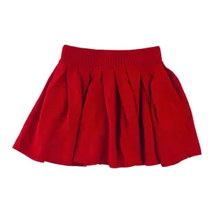 Preppy saia de lã para crianças, uniforme curto plissado escolar infantil vermelho meninas