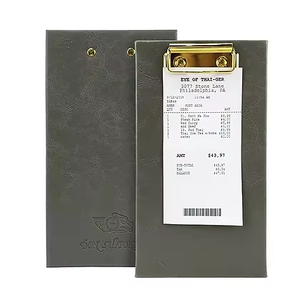 High Quality Pu Leather Check Presenter Gold Mental Clip Bill Folder Restaurant Bill holder - Product Image 1