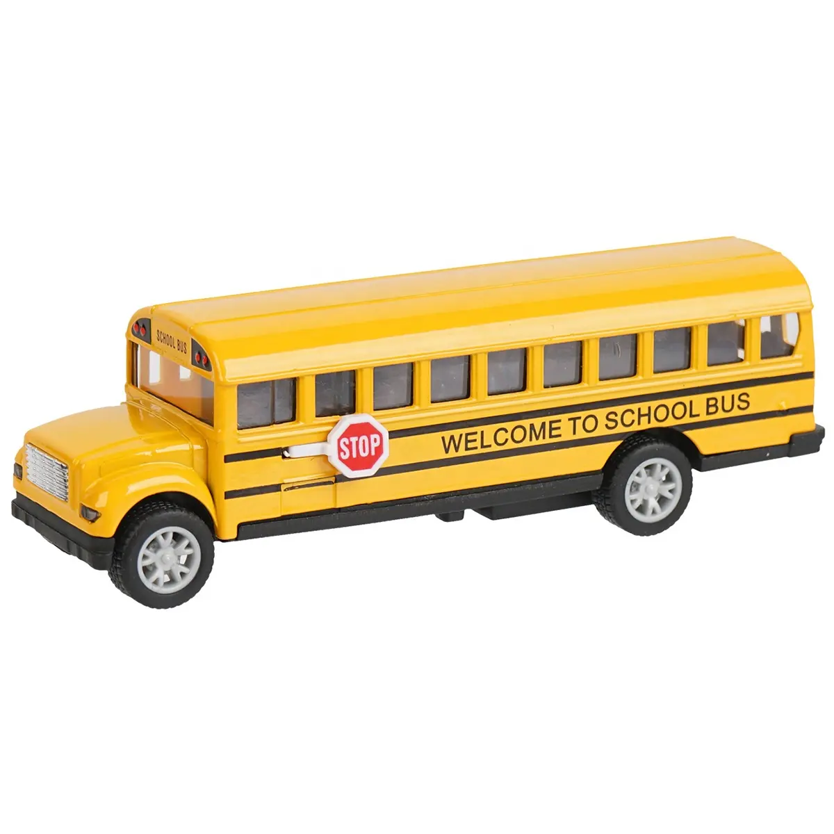 School Bus Toy for Toddlers, Die Cast Pull Back Cars Yellow Bus Play Vehicles with Pull Back Mechanism and Open Doors