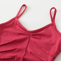 Justaucorps de danse pour femmes adultes, violet-rouge, en nylon flexible, avec soutien-gorge intégré, pour l'entraînement