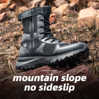 Bottes tactiques en cuir légères, respirantes, avec fermeture éclair, pour la randonnée et l'entraînement en plein air