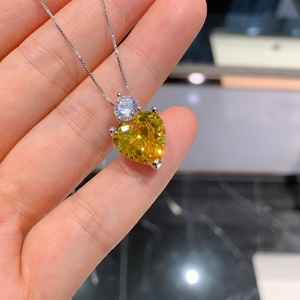 Wholesale Eco-friendly Copper Heart Cut Yellow Zircon Pendant <b>Earrings</b> <b>Set</b> Premium Quality Jewelry <b>Set</b> Simple for Daily Style - Product Image 3