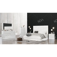 NOVA Nouvelle Ligne Design Tête de Lit LED Brillante Grand Lit avec Rangement Suite de Meubles de Chambre Moderne Complète Ensembles de Chambre Queen Size
