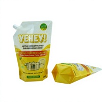 Sac de stockage liquide en plastique composite couleur OEM avec bec verseur pour l'emballage de savon vaisselle et de produits chimiques de nettoyage domestiques