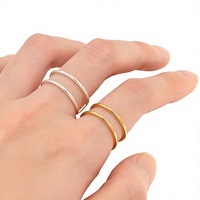 Vente en gros Bague de bricolage en or 14 carats double couche lisse réglable Accessoires de bague empilable