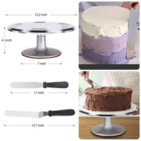 Vente en gros de 35 pièces de support à gâteau rotatif en aluminium, plateau tournant avec buses de décoration de gâteau, embouts, ensemble d'outils de décoration
