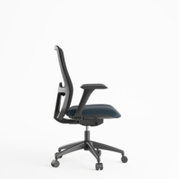 Chaise de bureau ergonomique en maille bleue pour le personnel, le visiteur, le patron, le fabricant, avec soutien lombaire moyen et accoudoirs