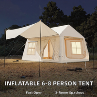 Tente de camping gonflable pour 4 à 6 personnes, grande, simple couche, en Oxford PVC résistant aux UV, trois saisons, imperméable, installation rapide, portable