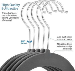 סיטונאי פרימיום 50 חבילות שחור מונע החלקה קולבי בגדים מקטיפה קולבי כביסה צבעוניים להתאמה אישית חומרים חדשים מתלי מחיר נמוך - Product Image 2