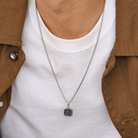 Merryshine Titane Acier Cadenas De Plata Hommes Sweat Long Chandail Chaîne À La Mode Personnalisé Collier logo Pendentif