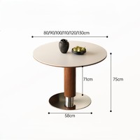 Ensemble table et chaises de salle à manger de luxe de style mid-century avec plateau en pierre frittée et pieds en métal pour hôtel, appartement, villa