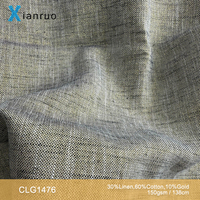 Neuankömmling Gold Metallic Lurex Leinenstoff für Kleid Luxuriös 150GSM 30% Leinen 60% Baumwoll mischgewebe für Kleidungs stücke Heim textilien