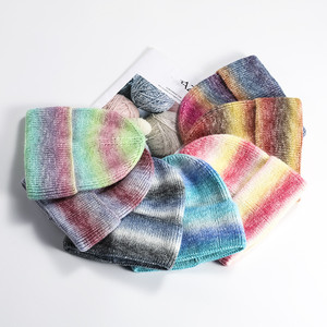 2024 automne/hiver femmes chaud épais tricot chapeau arc-en-ciel dégradé laine chaud chapeau - Product Image 2