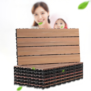 Plancher en bois-plastique pour extérieur, effet bois gaufré café foncé, 30*60*2.3 WPC, pour terrasse - Product Image 5