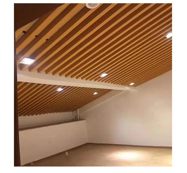 Waterproof Fireproof WPC PVC Ceiling Tiles Wood Grille Ceiling Panel for Interior Decoration