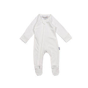 Combinaison bébé prématuré à manches longues en coton biologique certifié OEKO-TEX Gots, tissu personnalisé, uni, fermeture éclair, printemps - Product Image 2