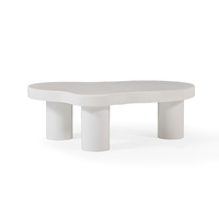 Table basse gigogne élégante de style nordique moderne avec finition blanc crème, construction en HDF durable pour salon et hôtel