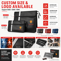 Pochette ignifuge pour documents, idéale pour la vente au détail, pochette fine noire pour copies de passeports, documents d'assurance et rangement domestique
