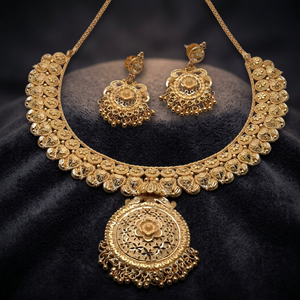 Venta al por mayor 14K 18K 24K chapado en oro formando collares conjunto, conjunto de joyería de templo tradicional, conjunto de joyería de moda relleno de oro de latón. - Product Image 3