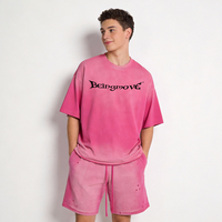 Ensemble de survêtement 2 pièces personnalisé avec logo imprimé, t-shirt et short, effet délavé, pour homme