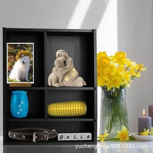 Wooden Pet <b>Photo</b> Frame Brown Rectangle Handmade Multipurpose <b>Storage</b> <b>Box</b> With Collar And Memorial Display - Product Image 3
