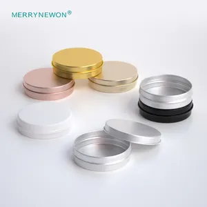 100Ml Grote Voorraad Voedselopslag Aluminium Pot Zwarte Blikken Containers Food Grade Verpakking Luxe Kruidenpot Rond Snoepblik