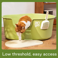 Bac à litière pour chat ANYA avec logo personnalisé, écologique, grand, en plastique, avec élimination des odeurs, super grand, haute barrière, accessoire pour toilettes pour chat