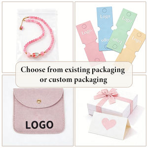 Conjunto de Collar y Pulsera de Piedras Naturales con Tarjeta de Flores para el Día de la Madre, Joyería de Cristal Rosa Curativo para Regalos del Día de la Madre - Product Image 3