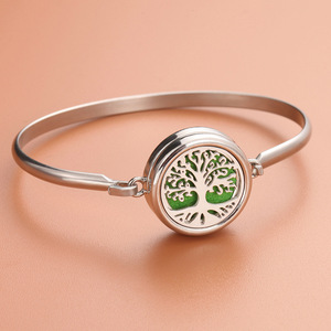 Moda Trendy in acciaio inox lega <span class=keywords><strong>albero</strong></span> <span class=keywords><strong>della</strong></span> <span class=keywords><strong>vita</strong></span> olio essenziale di aromaterapia medaglione diffusore braccialetto per le donne - Product Image 1
