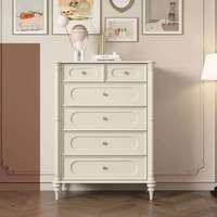Armoire de rangement moderne à cinq tiroirs en bois massif pour chambre à coucher, meuble de fin de lit crème français sur pied pour salon, multi-usage