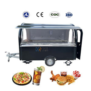 Chariot à crème glacée à double fenêtre Camion de restauration rapide avec chariot à hamburger de cuisine Remorque de nourriture de fruits de mer - Product Image 4